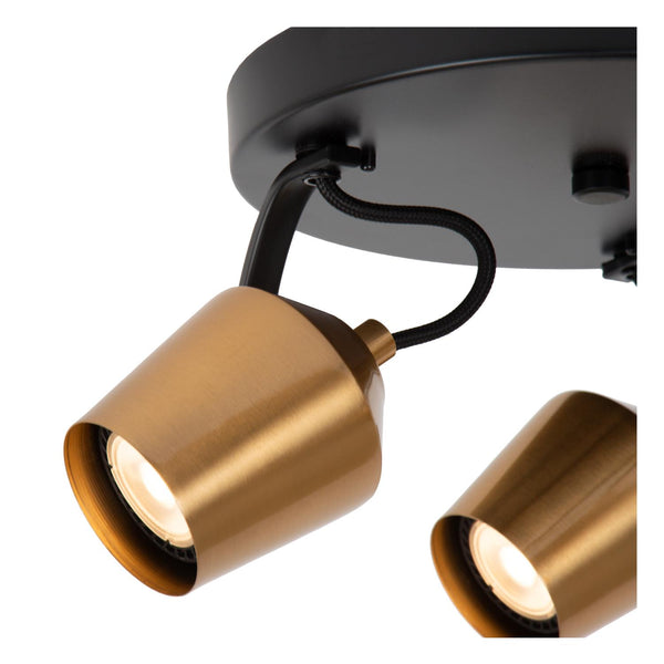 Lucide EMILE plafondspot Ø 23 cm, 3 × GU10, matgoud / messing