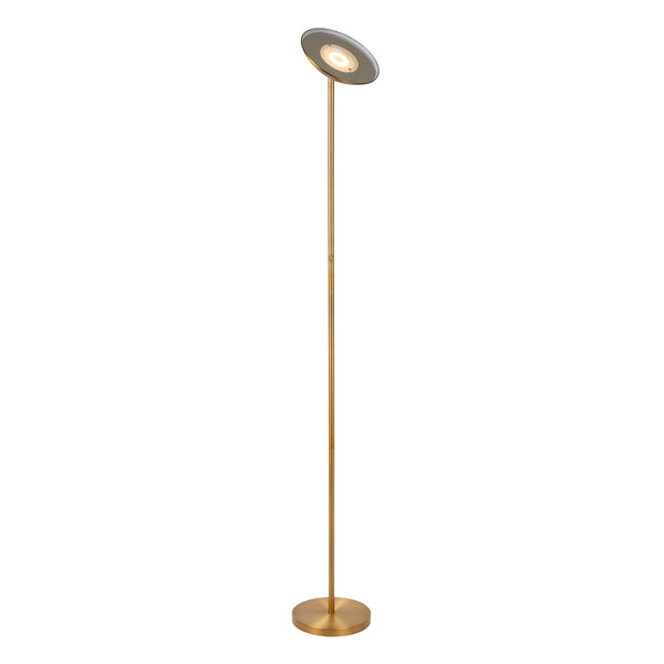 Lucide ZENITH dimbare LED-vloerlamp Ø 25,4 cm, 20 W, matgoud / messing