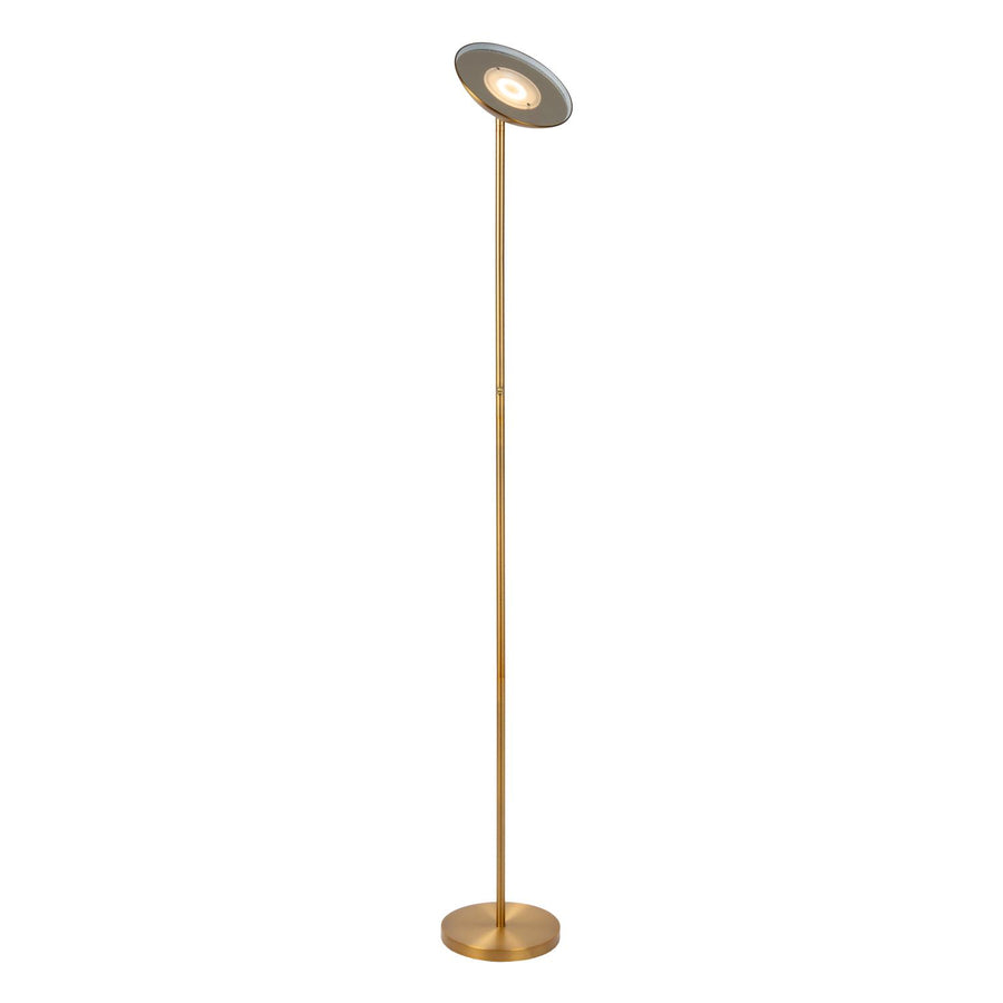 Lucide ZENITH dimbare LED-vloerlamp Ø 25,4 cm, 20 W, matgoud / messing