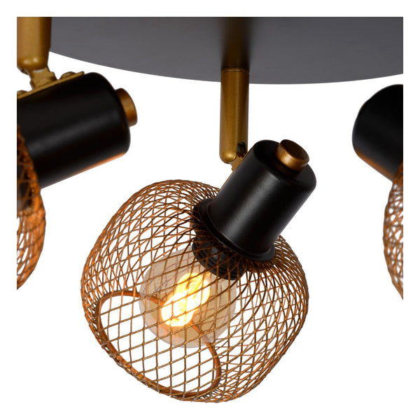 Lucide MAREN plafondspot Ø 37 cm, 3 × E14, matgoud / messing