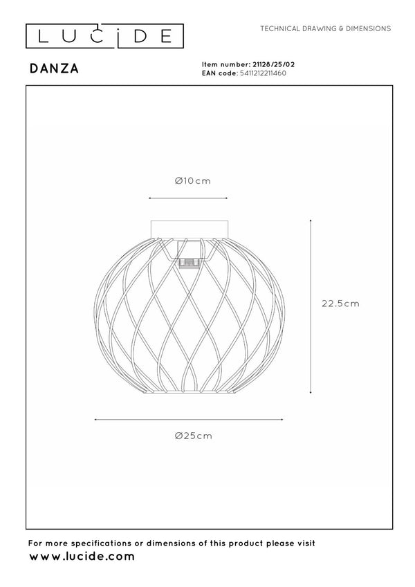 Lucide DANZA plafondlamp Ø 25 cm, E27, matgoud / messing