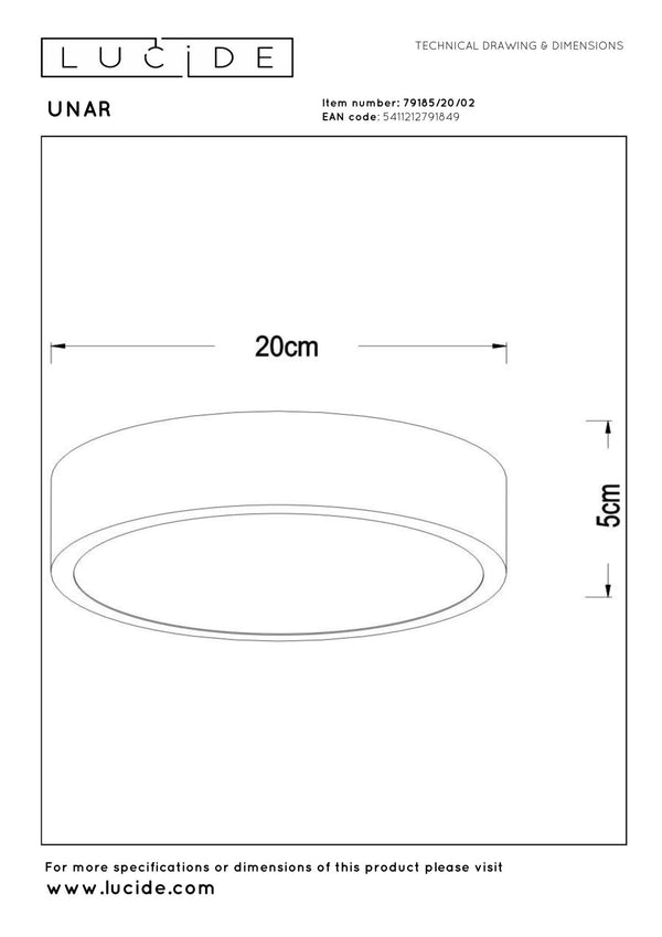 Lucide UNAR plafondlamp Ø 20 cm, matgoud / messing