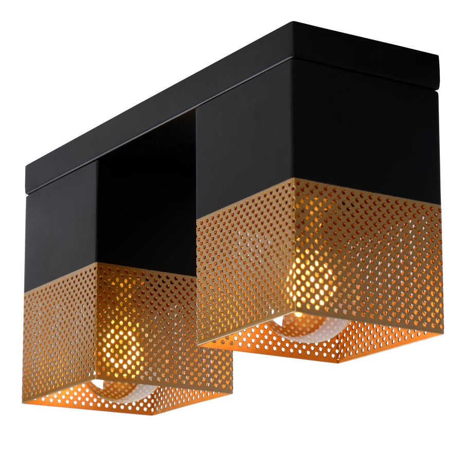 Lucide RENATE plafondlamp 2 × E27, matgoud / messing
