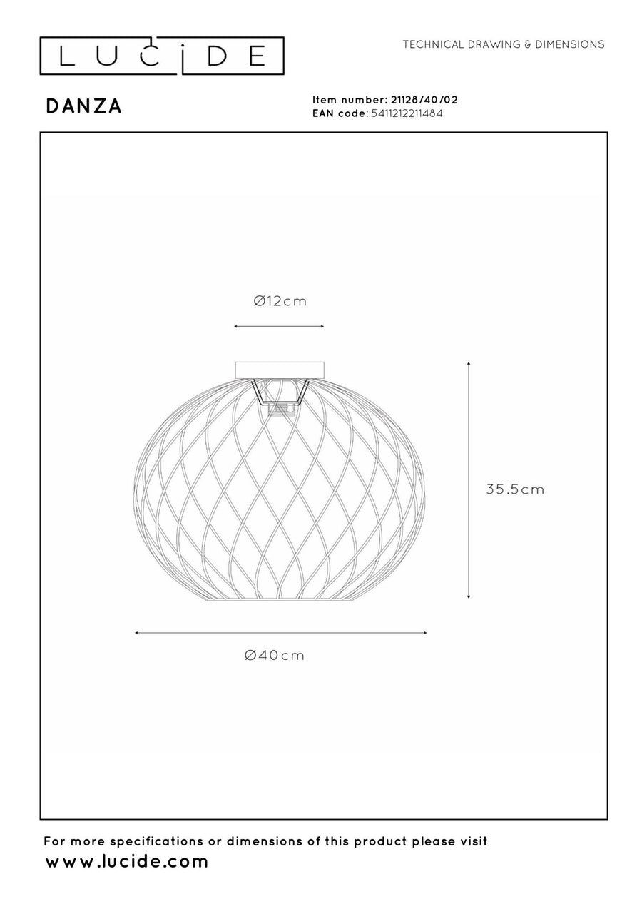 Lucide DANZA plafondlamp Ø 40 cm, E27, matgoud / messing