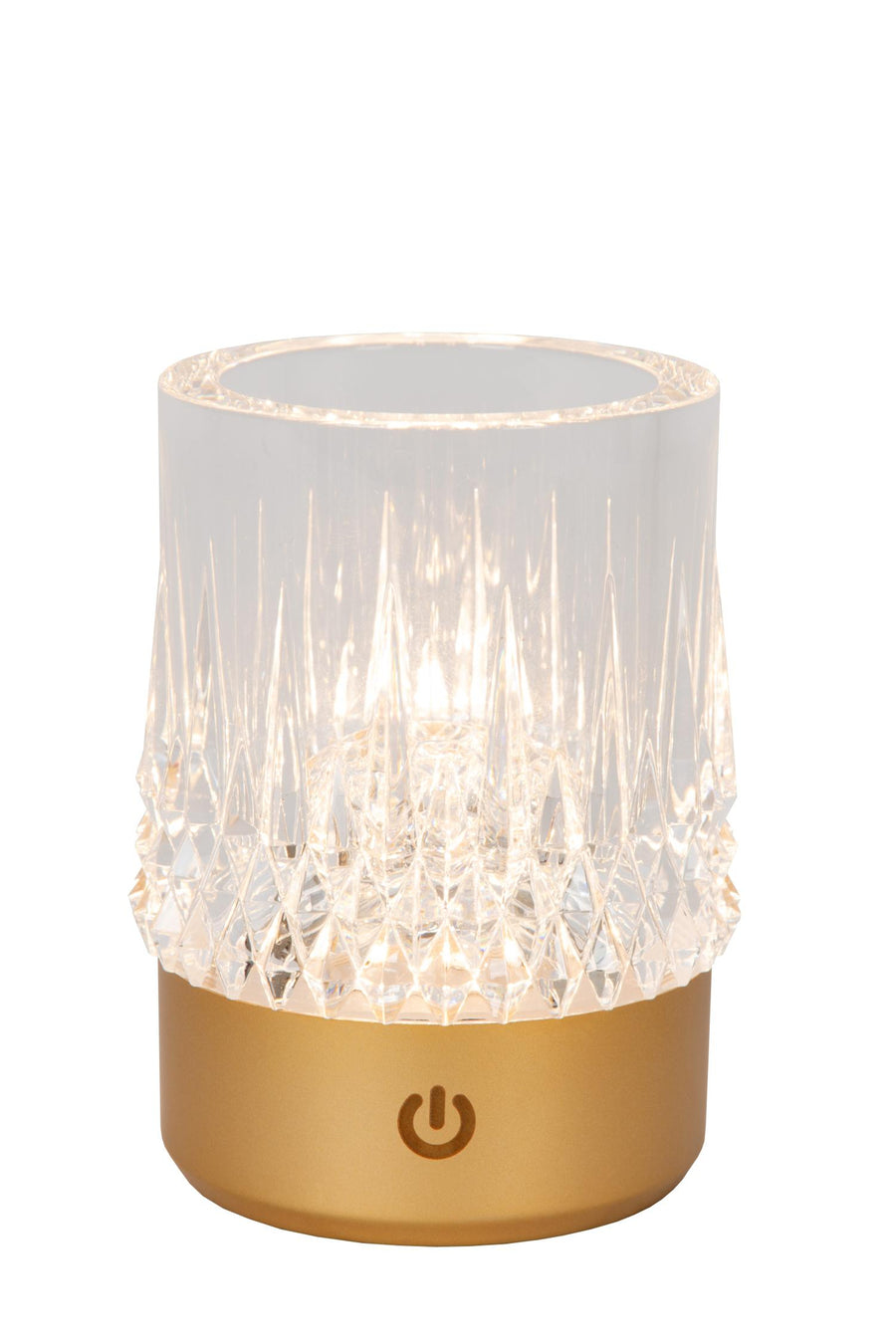 Lucide LILY oplaadbare LED-tafellamp met 3 dimstanden, Ø 8 cm, 3 W, matgoud / messing