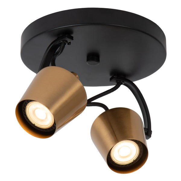 Lucide EMILE plafondspot Ø 20 cm, 2 × GU10, matgoud / messing