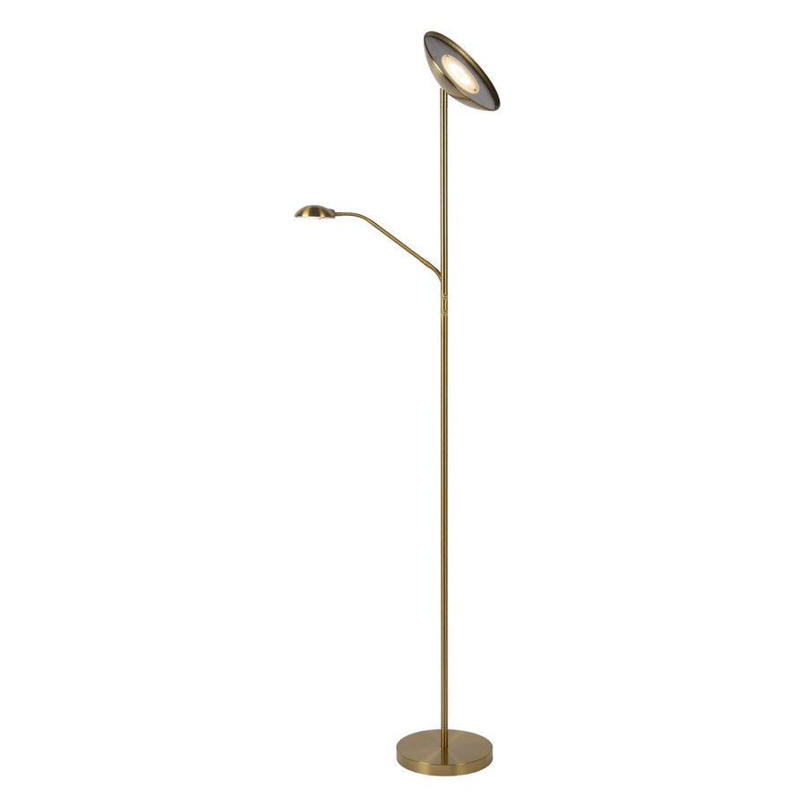 Lucide ZENITH dimbare LED-leesvloerlamp matgoud / messing