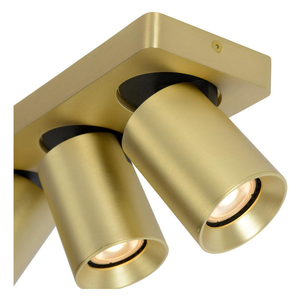 Lucide NIGEL dimbare LED-plafondspot 3 × GU10, 3 × 5 W, 2200–3000 K, matgoud / messing