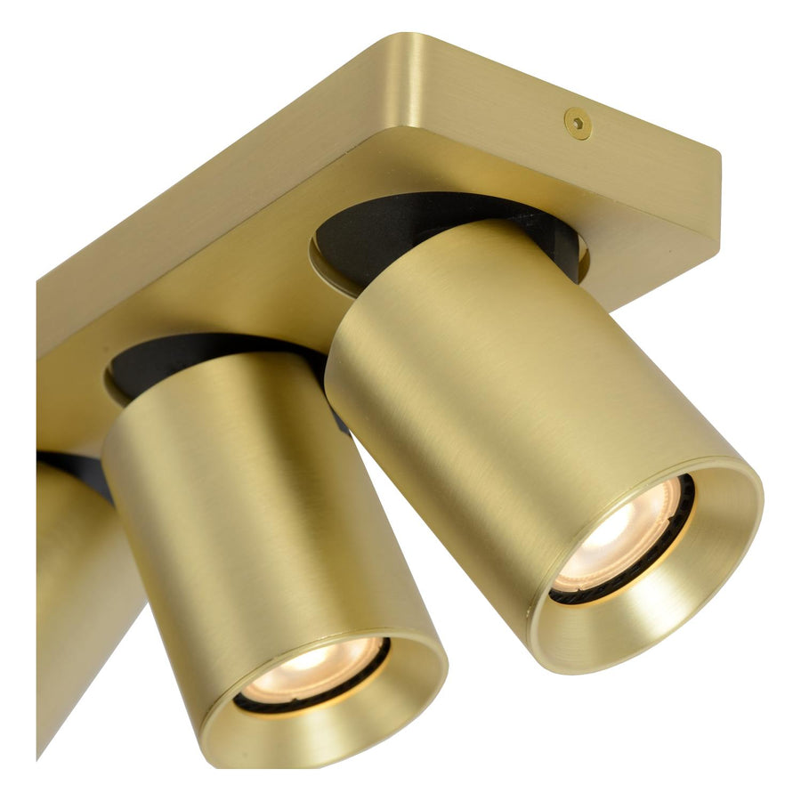 Lucide NIGEL dimbare LED-plafondspot 3 × GU10, 3 × 5 W, 2200–3000 K, matgoud / messing
