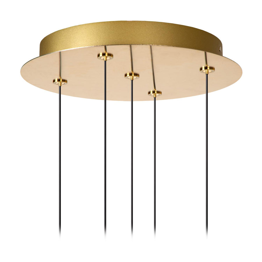 Lucide KLIGANDE dimbare LED-hanglamp Ø 30 cm, 5 × 8 W, matgoud / messing