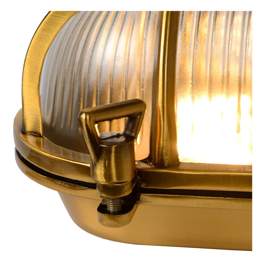 Lucide DUDLEY wandlamp voor binnen en buiten E27, IP65, matgoud / messing