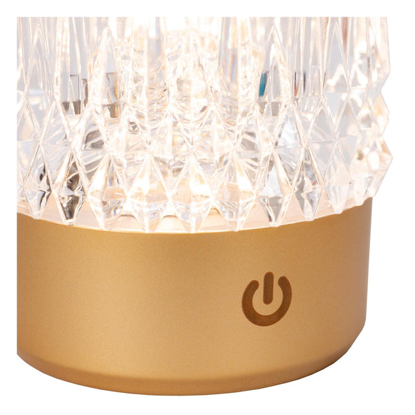Lucide LILY oplaadbare LED-tafellamp met 3 dimstanden, Ø 8 cm, 3 W, matgoud / messing