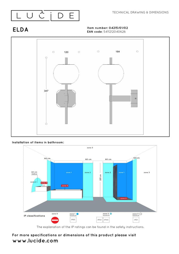 Lucide ELDA wandlamp voor de badkamer G9, IP44, matgoud / messing