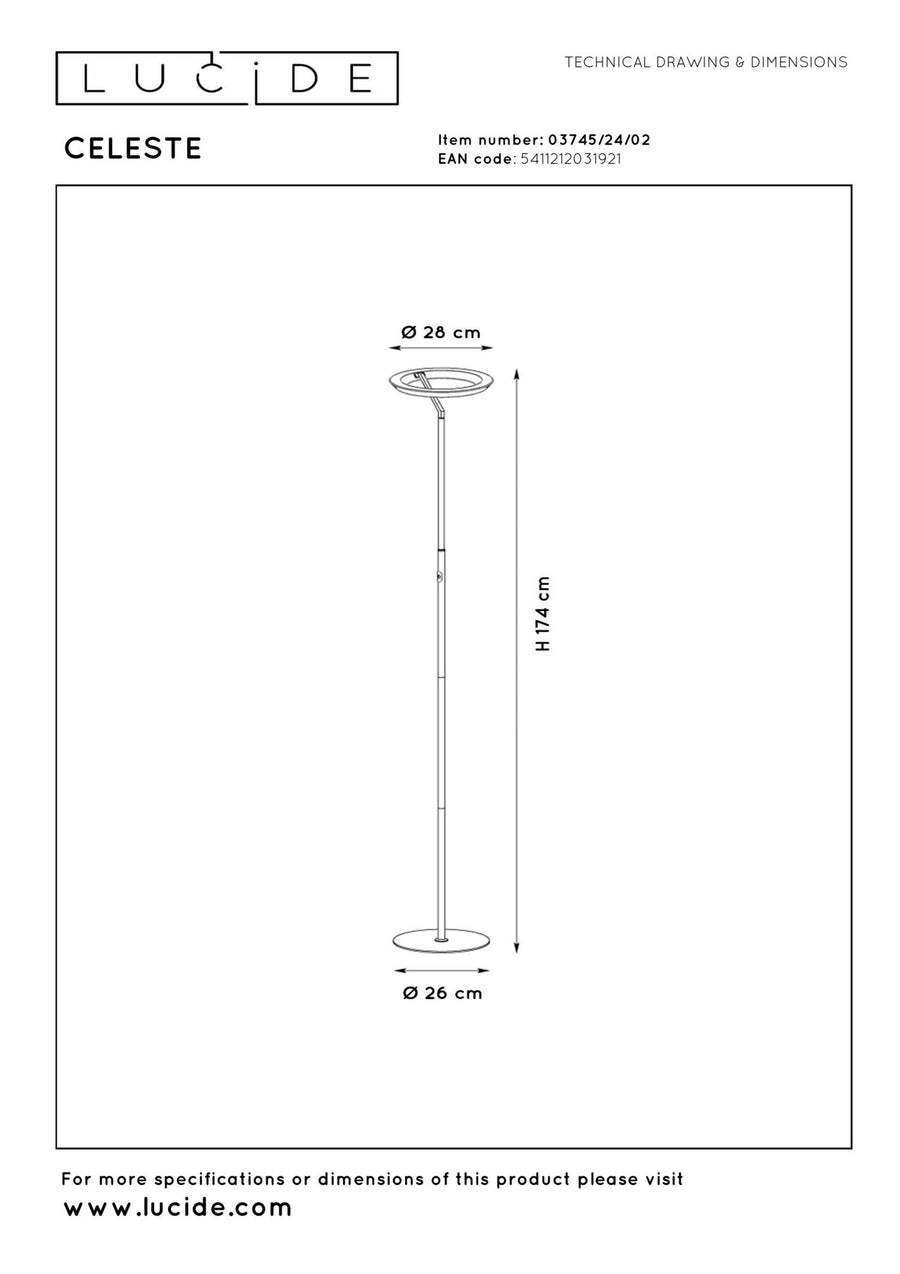 Lucide CELESTE dimbare LED-vloerlamp Ø 28 cm, 21 W, matgoud / messing
