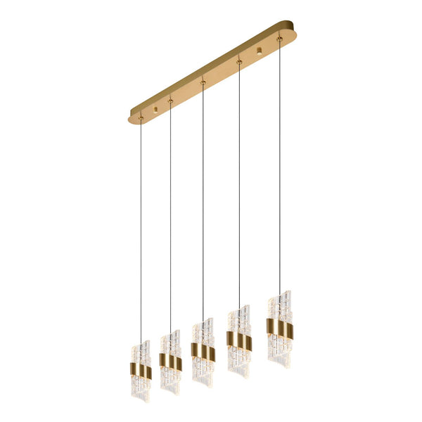 Lucide KLIGANDE dimbare LED-hanglamp 5 × 7,8 W, matgoud / messing