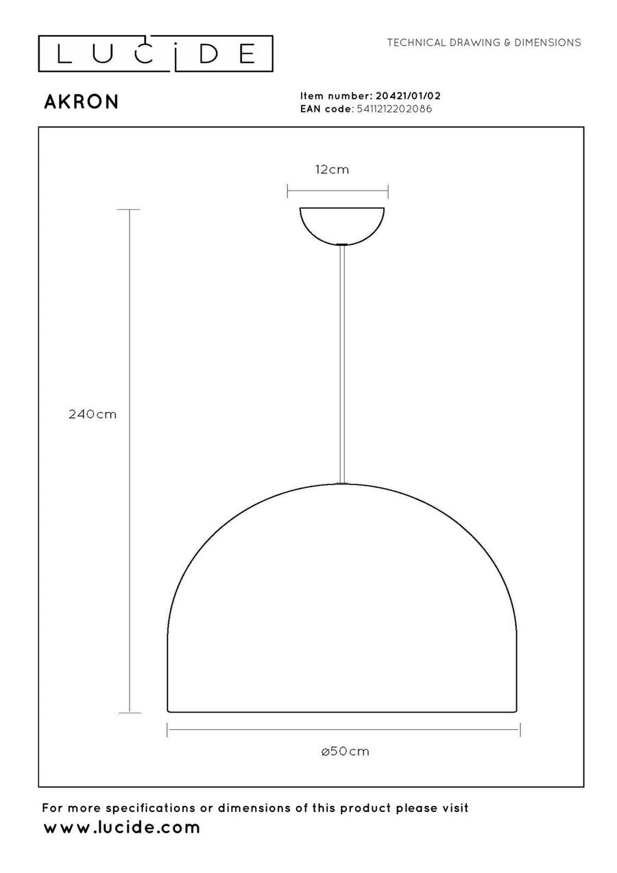 Lucide AKRON hanglamp Ø 50 cm, E27, matgoud / messing