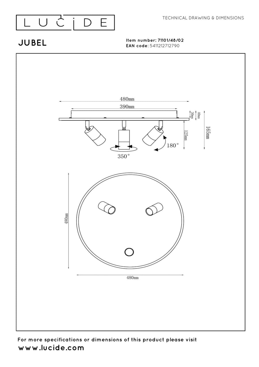 Lucide JUBEL LED-plafondlamp Ø 48 cm, 2500–3000 K, matgoud / messing
