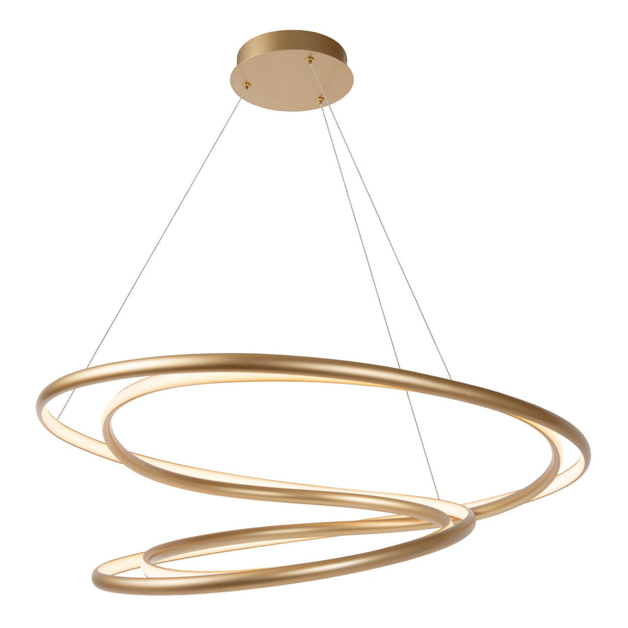 Lucide SARDANA dimbare LED-hanglamp Ø 80 cm, 74 W, matgoud / messing