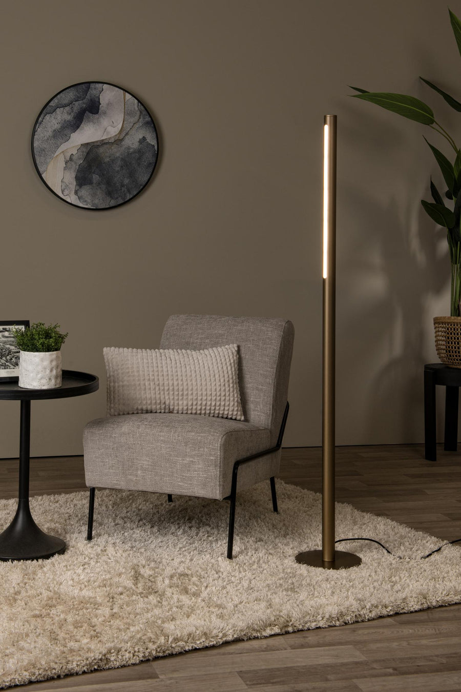Lucide GRIFFITH dimbare LED-vloerlamp Ø 21 cm, 18 W, 2700–4000 K, brons