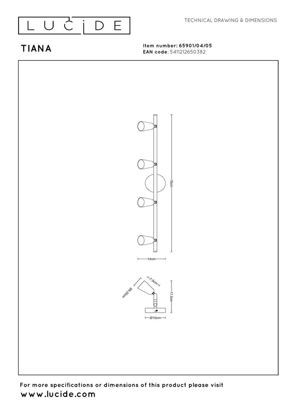 Lucide TIANA plafondspot 4 × GU10, champagne