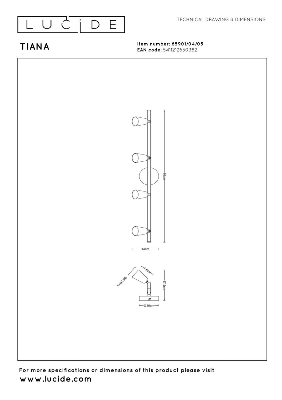Lucide TIANA plafondspot 4 × GU10, champagne