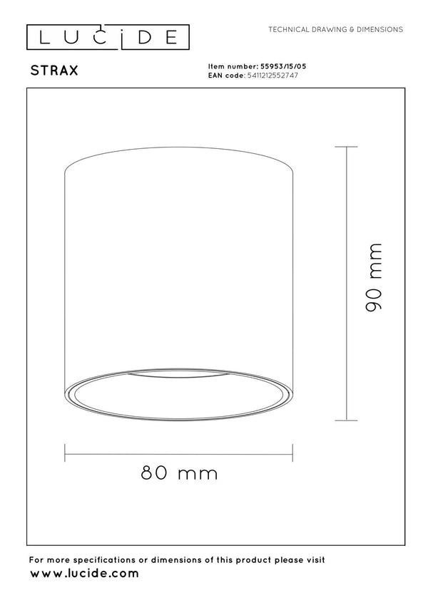 Lucide STRAXX dimbare LED-plafondspot Ø 8 cm, 15 W, 2700–4000 K, champagne