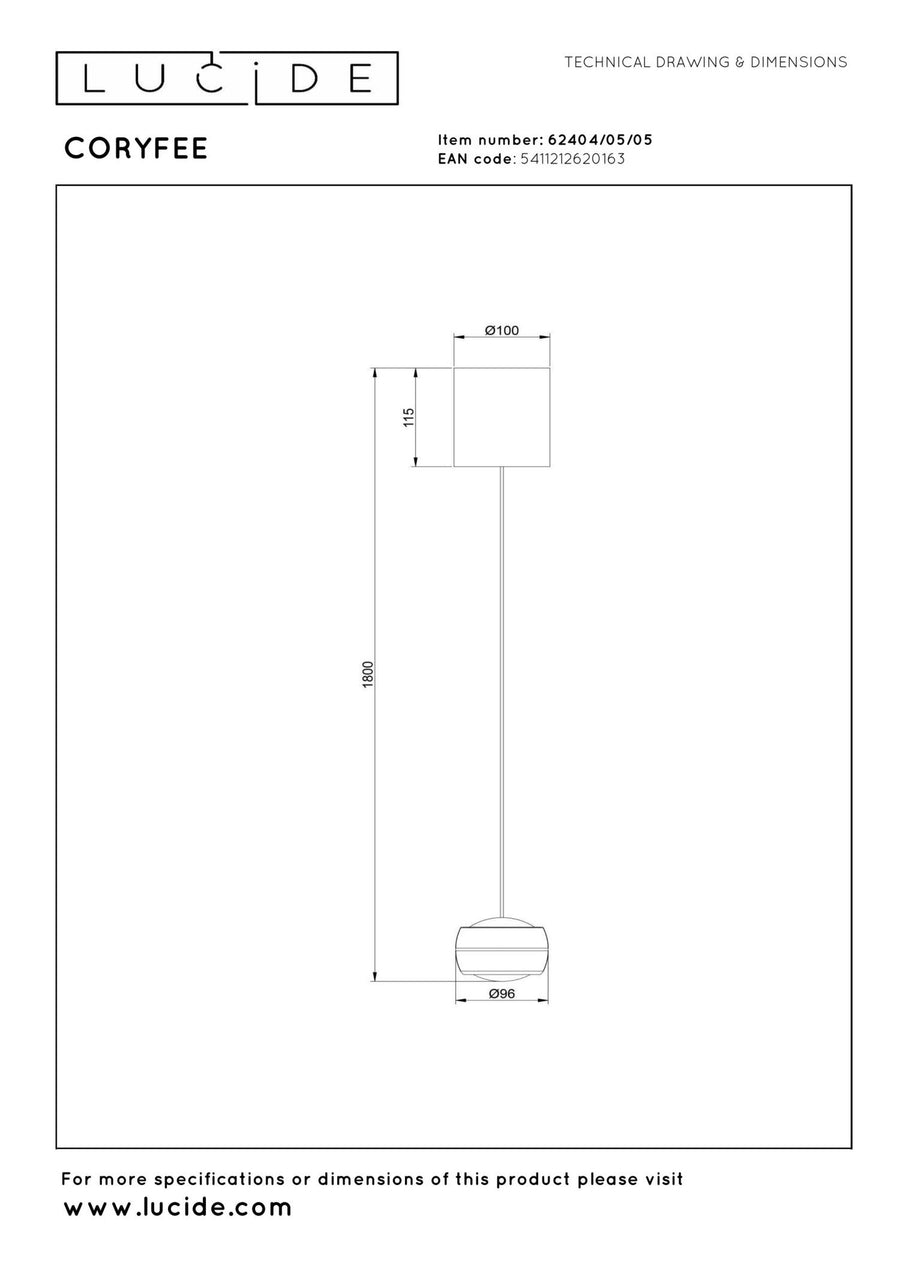 Lucide CORYFEE dimbare LED-hanglamp 9 W, 2200–3000 K, champagne
