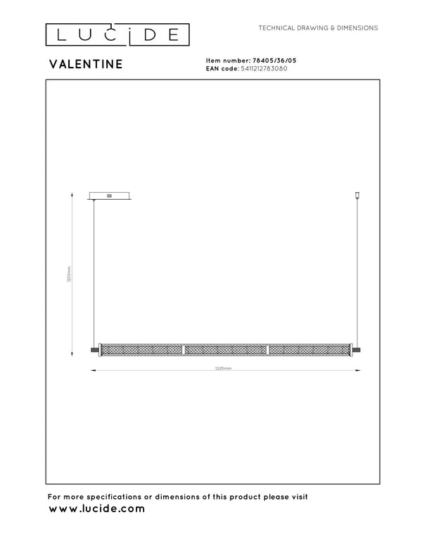 Lucide VALENTINE dimbare LED-hanglamp 36 W, 2200–3000 K, champagne