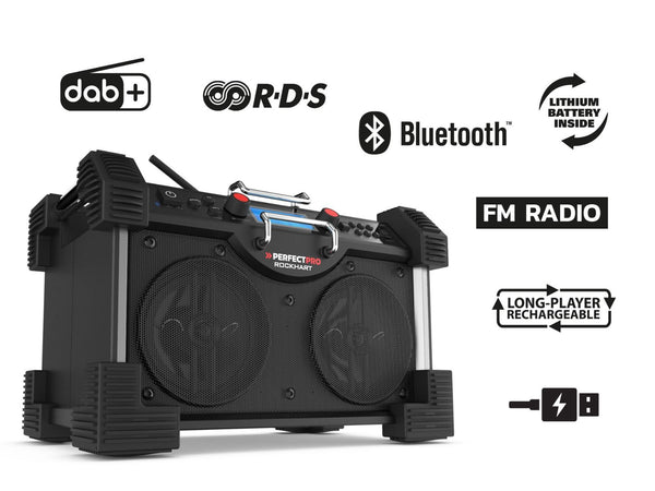 DAB+ / FM / Bluetooth / USB (lader/speler) / Oplaadbaar / IP44