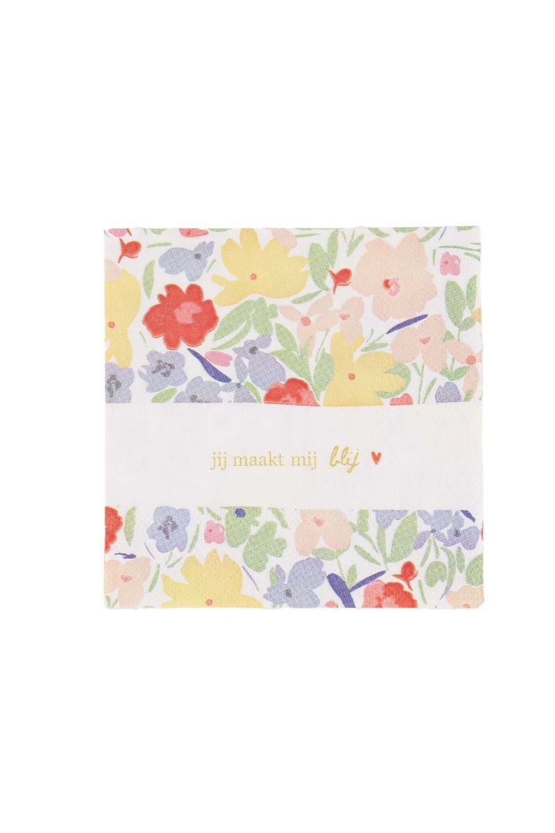 servetten vierkant bloemen jij maakt mij blij