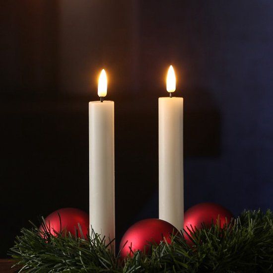 Real Flame Dinner candle 2 pcs (15 cm) White
