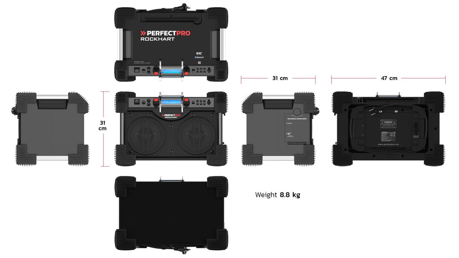 DAB+ / FM / Bluetooth / USB (lader/speler) / Oplaadbaar / IP44