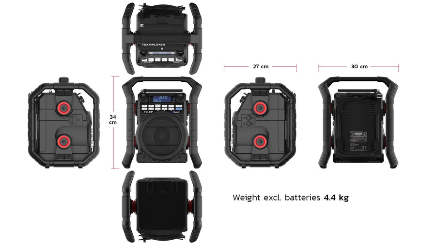 DAB+ / FM / Bluetooth / USB (lader/speler)  / Oplaadbaar / IP65