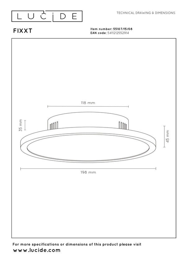 Lucide FIXXT dimbare LED-plafondspot Ø 19,8 cm, 15 W, 2700–4000 K, satijn gunmetal