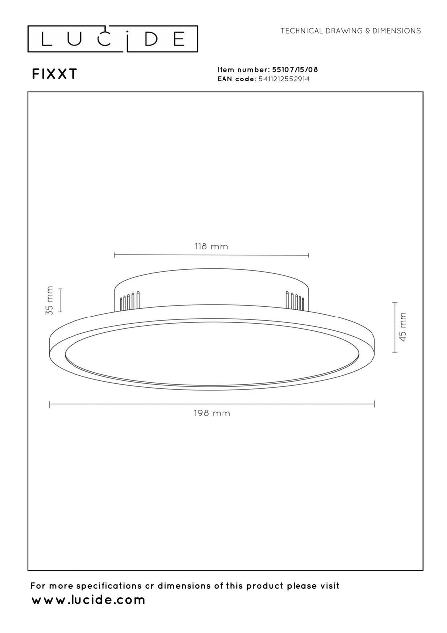 Lucide FIXXT dimbare LED-plafondspot Ø 19,8 cm, 15 W, 2700–4000 K, satijn gunmetal