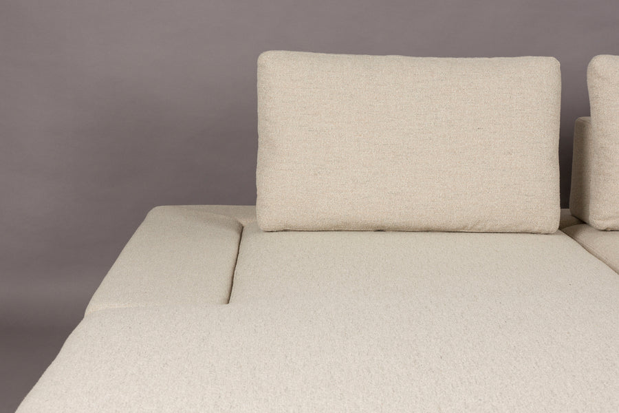 Shelly 3-zitsbank links chaise longue off-white