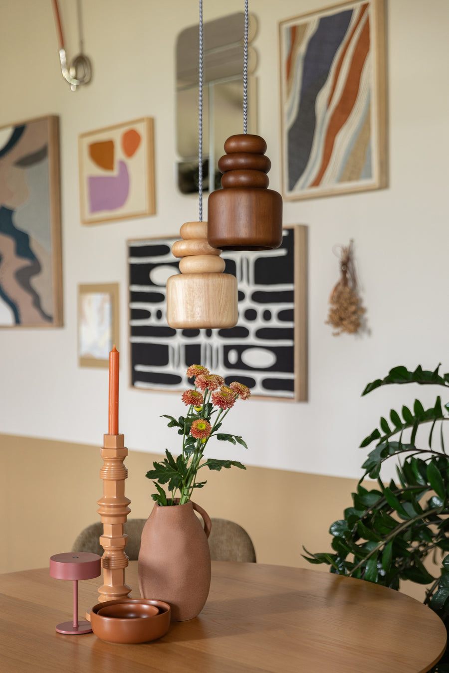 Hanglamp Dicky Notenhout (set van 4)