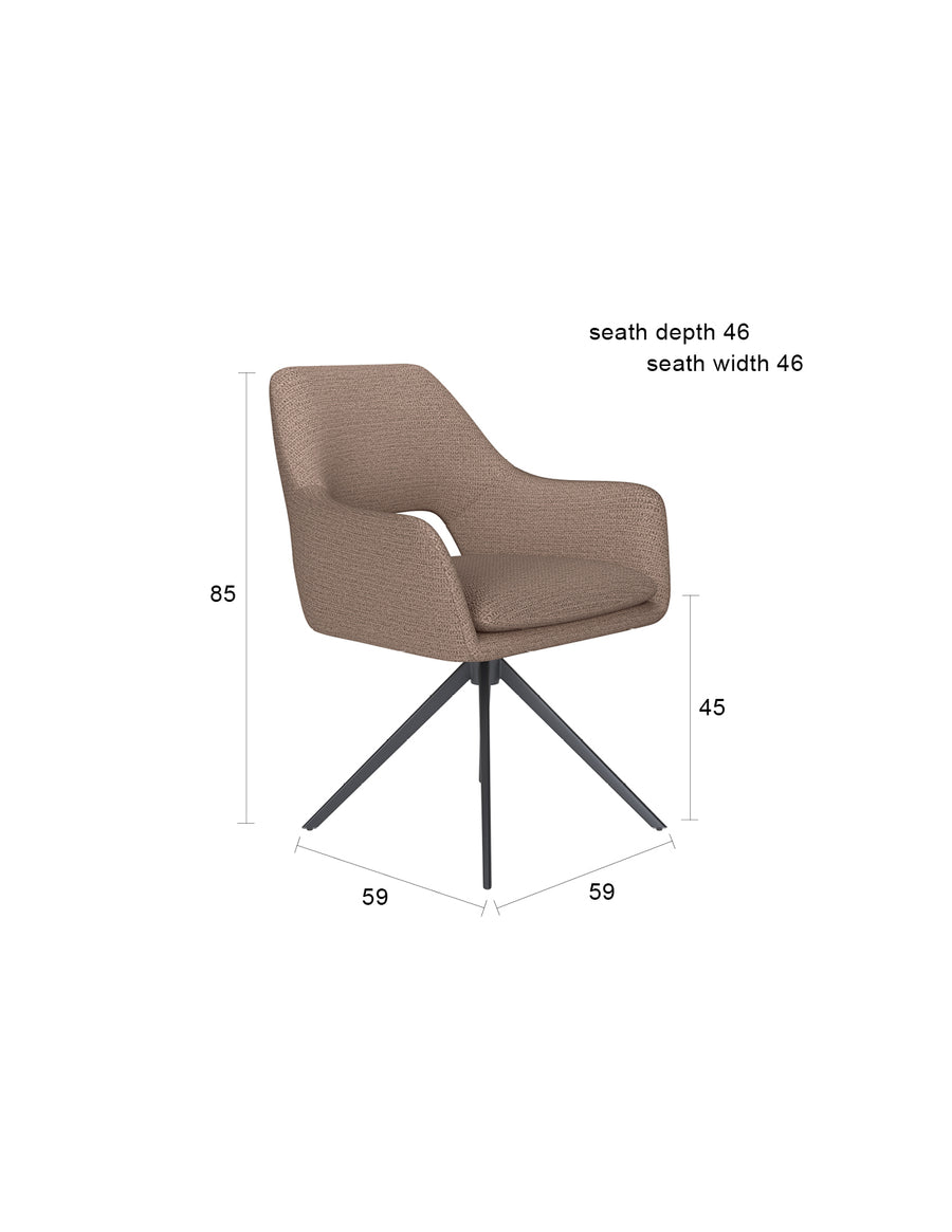 Stoel Mos Taupe Metaal Draai