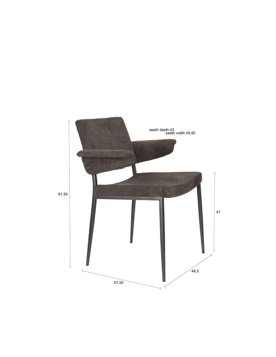 Portland eetkamerstoel armleuning grijs (set of 2)