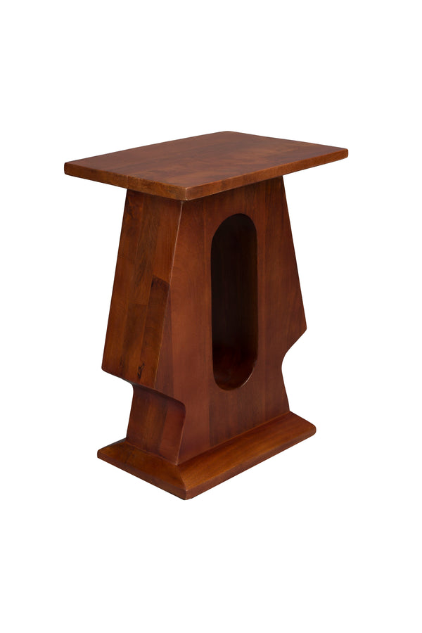 Pilaster bijzettafel rechthoek mangohout bruin