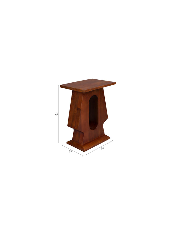 Pilaster bijzettafel rechthoek mangohout bruin