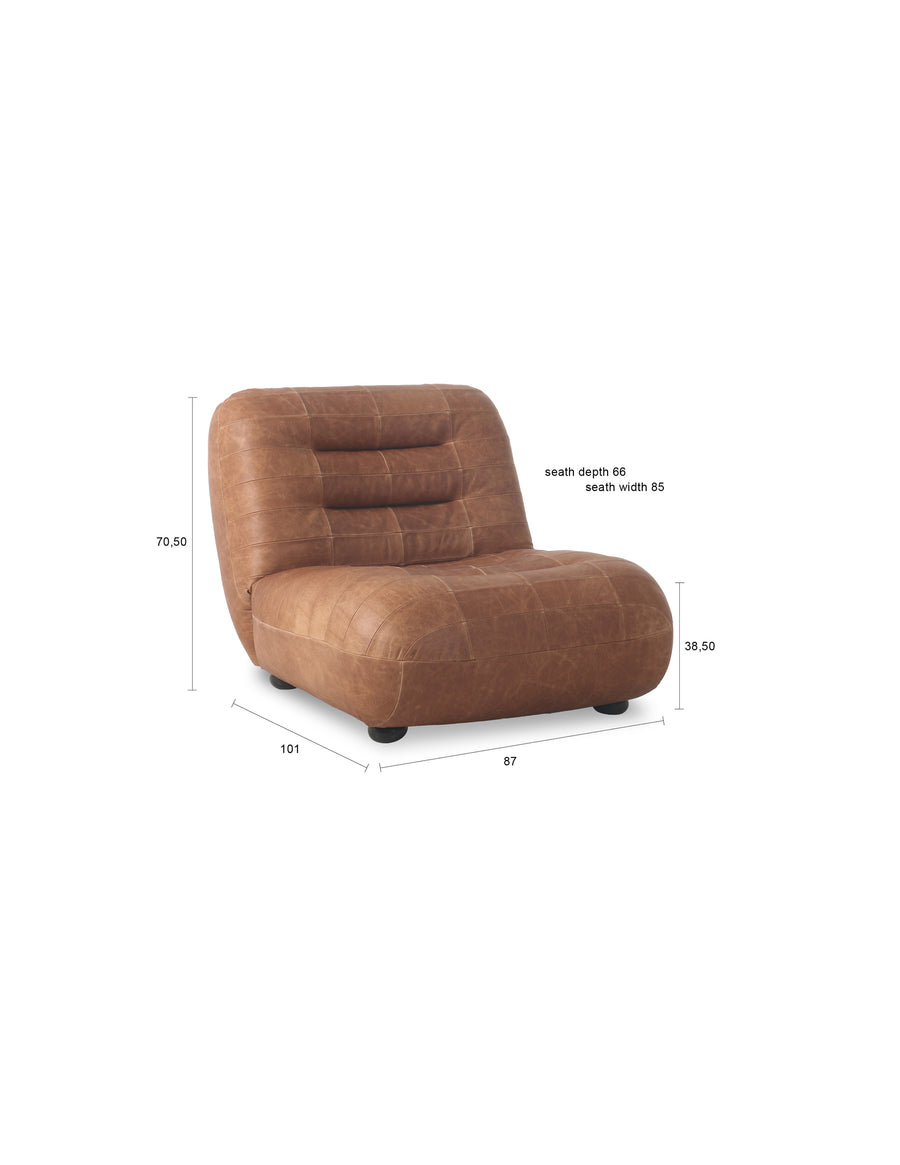 Loungestoel Wyatt Wax Leer Cognac