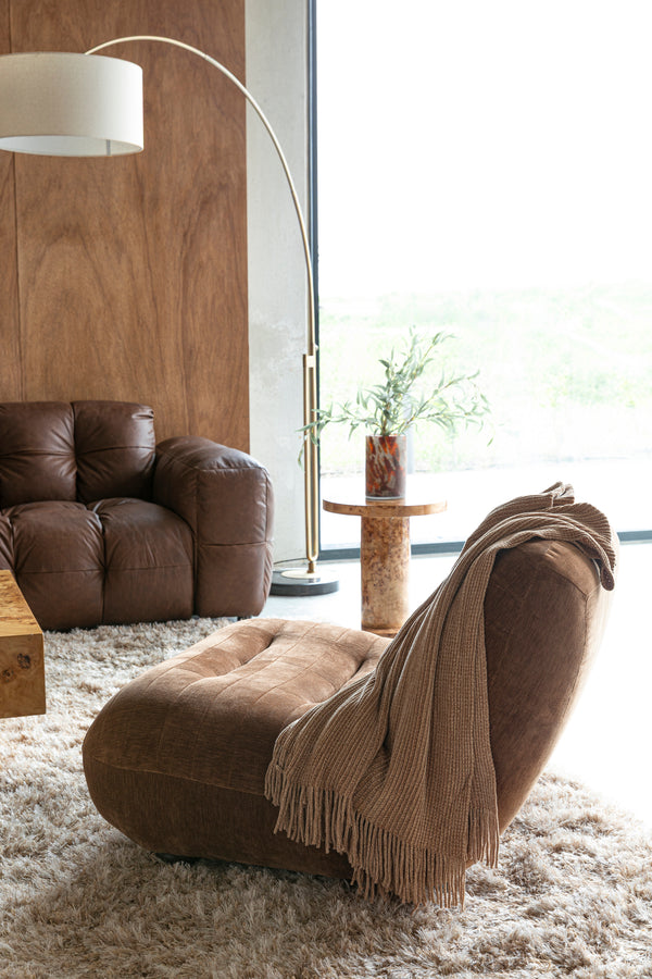 Loungestoel Wyatt Velours Cognac