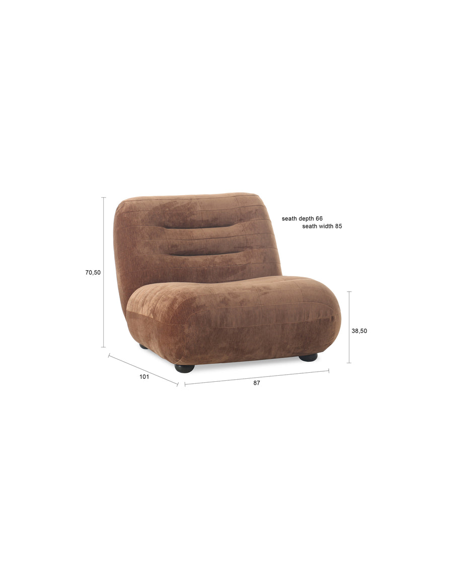 Loungestoel Wyatt Velours Cognac
