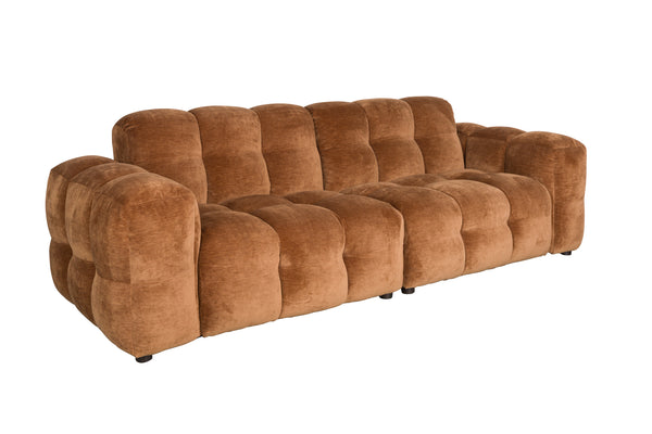 Bank Hackman 3-zits Velours Cognac