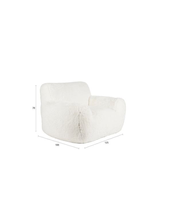 Cuddle the yeti fauteuil/ loungestoel pluche wit