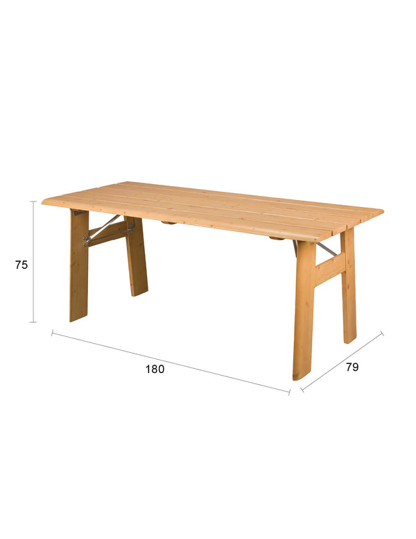 Avenue tuintafel/ picknicktafel opklapbaar 180x79 cm naturel/ bruin