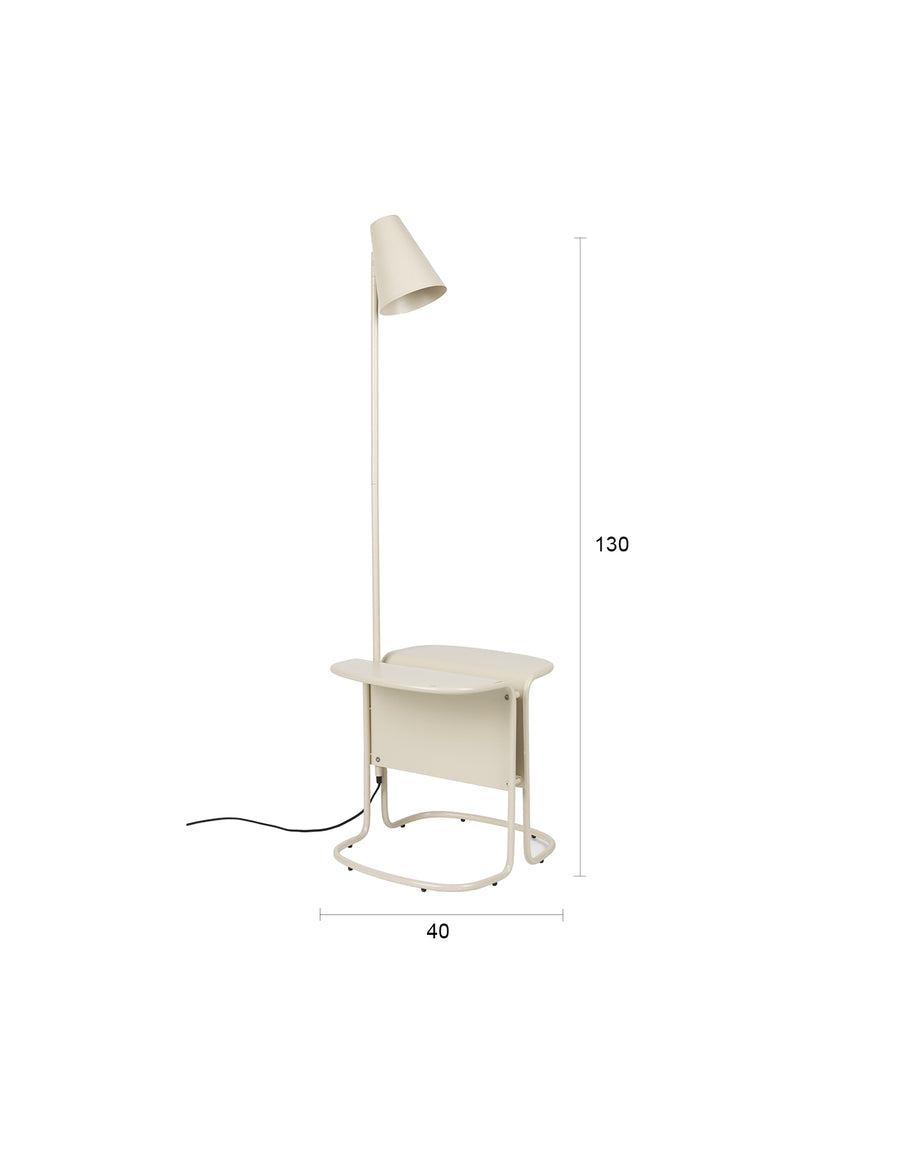 Lustor vloerlamp + bijzettafel beige