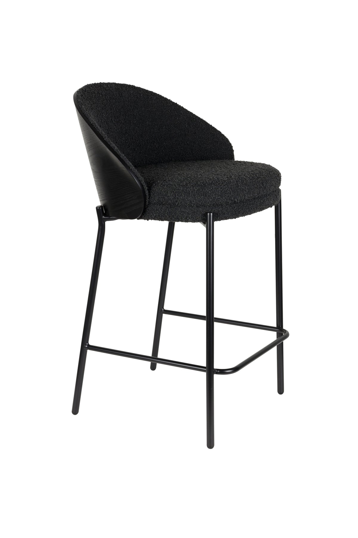 Rodin barkruk rugleuning 65 cm bouclé zwart (set of 2)