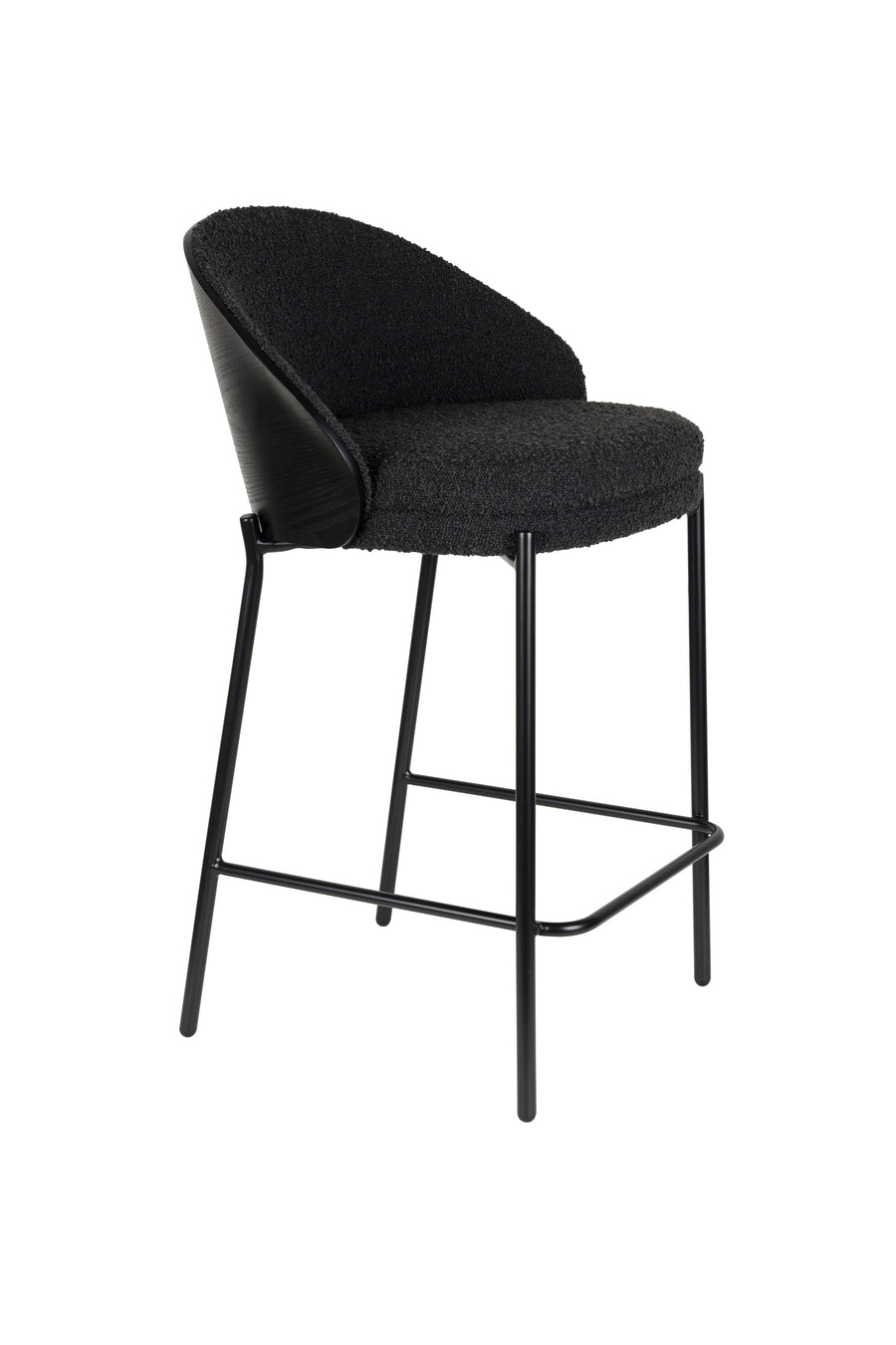 Rodin barkruk rugleuning 65 cm bouclé zwart (set of 2)
